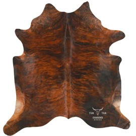 Cowhides Rug 6x6 Brindle Red Brown Black Cowhide Natural Leather