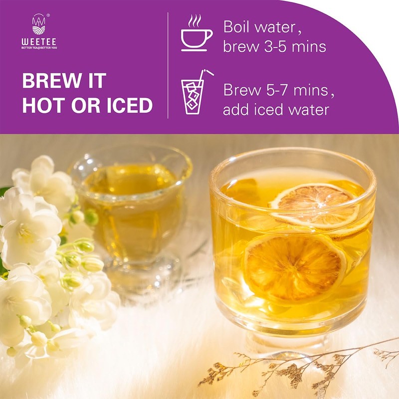WT WEETEE Organic Jasmine Green Tea Bags, Organic Jasmine Scented