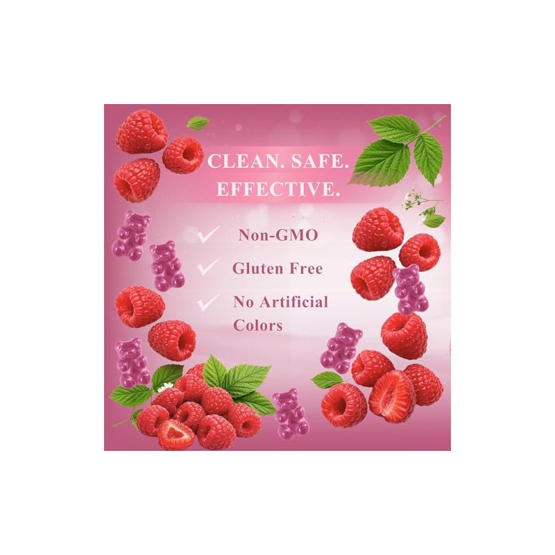 Suger Free Magnesium Glycinate Gummies Raspberry for Adults 2200mg Blend