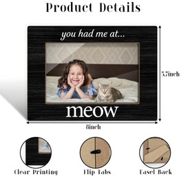 ZEDEV You Had Me At Meow Picture Frames, Cat Picture Frame, Tabletop Photo Frame for Women Friend Wife Cat Lovers Pet Owner, Pet Memorial Keepsake, Home Office Table Decorative Supplies-14