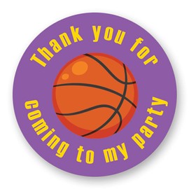 40mm Sporty Thank You for Coming to My Party Round Stickers for Party Bags & Sweet Cones - Football, Basketball, Cricket & Rugby Sport (48 x Stickers)