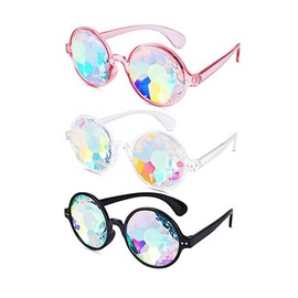 WantsGin 3 Pack Kaleidoscope Rave Goggles, Festivals Party Goggle, Drunk Prism Refraction Glasses