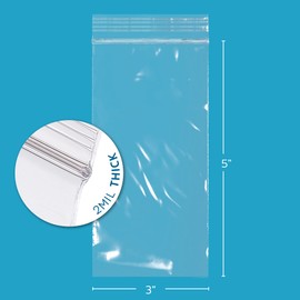 GPI - PACK OF 200 3" x 6" CLEAR PLASTIC RECLOSABLE Zip BAGS - Bulk 2 mil Thick Strong & Durable Poly Baggies With Resealable Zipper Top Lock For Travel, Storage, Packaging & Shipping.