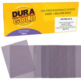 Dura-Gold Premium 320 Grit 1/4 Sheet Size Purple Ceramic Mesh Sandpaper, Box of 16-4.5" x 5.5" Dustless Hook & Loop Backing, Palm Sanders, Sanding Blocks - Long-Lasting Fast Cut - Woodworking, Auto
