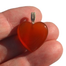 Herz Anhänger, Edelstein Kristall Herzen klein, Charm Anhänger Silber 925 Herz (Karneol)