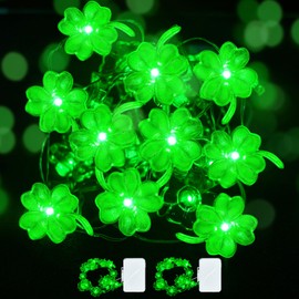 Aogist St. Patrick 's Day Decorations Clover String Lights, 16 ft 50 LED Green Shamrock Fairy Light for Saint Patrick’s Day Decor, Lucky Irish Decals Party Ornaments, Irish Party Supplies (2 Pack)