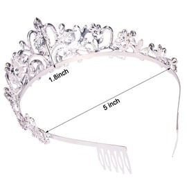 CHANACO Silver Tiara Princess Crown Tiaras and Crowns for Women Tiaras for Girls Bride Headband Crystal Crown for Bridal Wedding Prom Birthday Party Hair Accessories for Women