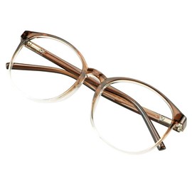 VisionGlobal Blue Light Blocking Glasses for Women/Men, Anti Eyestrain, Stylish Oval Frame, Anti Glare (Clear Brown, +0.75 Magnification)