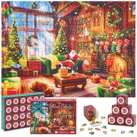 Sitodier 2024 Advent Calendar Puzzle, 1008pcs Christmas Jigsaw Puzzle for Kids and Adults, 24 Days Santa Christmas Countdown Puzzle Toy Family Game Gifts for Kids Teens