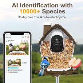 birdsnap® P33 - Smart Bird Feeder with Camera Solar Powered, 2K Video Bird Camera Feeder Live with 32GB Card, AI Identify Feather Species, Auto Record in Backyard, for Birds Lover