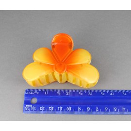 Orange Yellow hair clip flower barrette jaw claw clamp clip floral 3.25 inches long ombre coloring