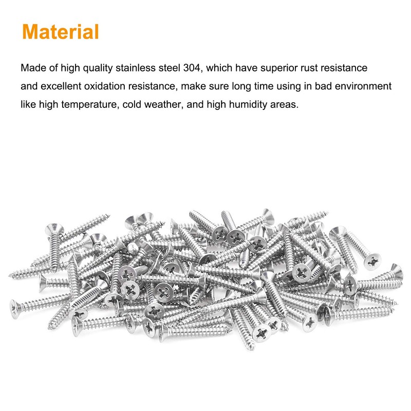 Powlankou 250 Pieces #6 X 3/4'' Phillips Countersunk Flat Head