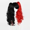 Ladieshair Cosplay Wig with 2x Clip-In Braids in Black Red