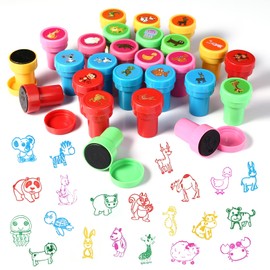 KESOTE Animal Ink Stamps Assorted Ink Stampers Mixed Colors Ink Stamps for Party Bags Filler Loot Prize Bags Filler Gift for Kids