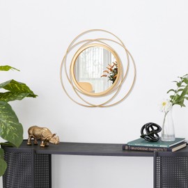 HLFMVWE Gold Spiegel für Wanddekoration, Zimmer Dekor, Metallspiegel Wanddekorationen für Wohnzimmer, Moderne dekorative Spiegel, Geschenke für Frauen & Mütter