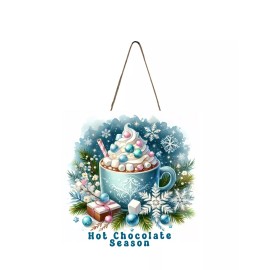 Twisted R Design Hot Chocolate Season Christmas Ornament, Tier Tray Sign, Wood Mini Sign