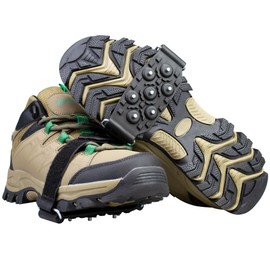 Ice Cleats Mid-Sole Ice Snow Traction Cleats for Shoes and Boots 7 Studs Ice Grippers Ice Shoes Crampons with Adjustable Straps Walking on Snow and Ice Women Men (2 Pairs)