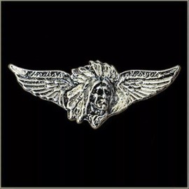 BIKER NATIVE  Motorcycle Pin  1 3/4  INCH BIKER PIN