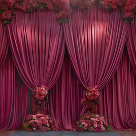 20ft x 10ft Wrinkle Free Burgundy Wedding Backdrop Curtains for Party Bridal Shower Reception Decorations Burgundy Fabric Curtain Backdrops Drapes for Photography Baby Shower Birthday Background