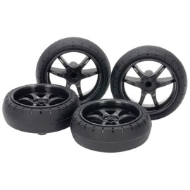 Tamiya Mini 4WD Upgrade Parts No.546 GP.546 Low Friction Large Diameter Barrel Tire (1.2 inches (31 mm) & Carbon Reinforced Wheel (V Spoke) 15546 (Mini 4WD)