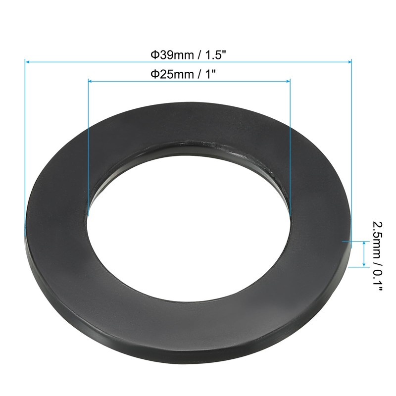 PATIKIL M25 Rubber Flat Washers 16pcs 25mm Inner Diameter 39mm