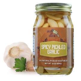 Green Jay Gourmet Pickled Garlic Cloves in a Jar - Hand Jarred Fresh Garlic - 1 Jar, Italian