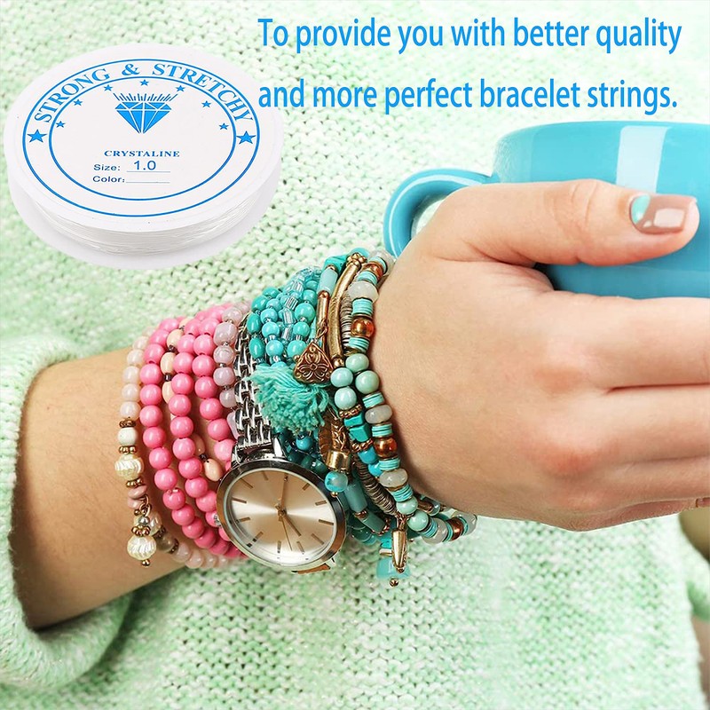 Elastic String for Bracelets，Premium Elastic Stretch Thread - 4 Rolls