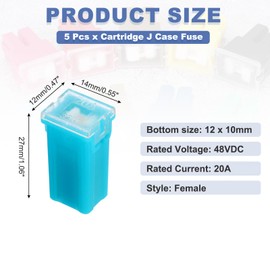 MECCANIXITY 5 Pcs Cartridge Fuse, 32VDC 20A Tall Profile Terminal Automotive Assortment Case Fuse for Car, Truck, RV, Boats