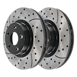 AutoShack Black Hat Drilled and Slotted Brake Rotors Front Brake Rotor Replacement Kit for 2013-2017 Ford C-Max 2013-2019 Escape 2004-2011 Volvo S40 2005-2011 V50 2006-2012 C70 2007-2013 C30 PR44366LR