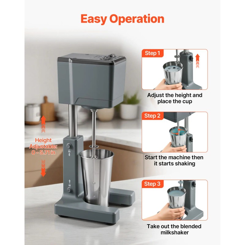 150W Electric Single Head Drink Mixer Blender Machine Dual Speed