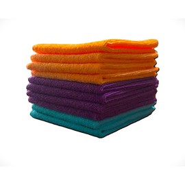 Nebesco: Microfiber Cleaning All-Purpose Towels 12x12, 10 Pack, 3 (Blue, Purple, Orange)