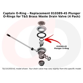 Captain O-Ring – Replacement Plunger O-Rings for 3-Tier Sink Drain, T&S Brass 010389-45 Twist Waste Drain Valve Rubber Stopper Oring (4 Pack)