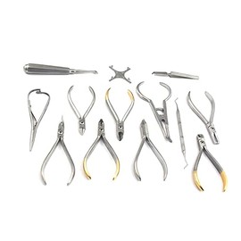 DDP Set of Orthodontic Instruments of 13 Pieces - Stainless Steel - with Boone Gauge