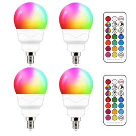 Color Changing LED Light Bulbs, 70W Equivalent, 2700K Warm White A19 E26 Screw Edison Base RGBW Dimmable - 12 Color Choices - Timing Infrared Remote Control Included (2 Pack)
