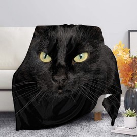Coloranimal Cute Black Cat Throws Blankets Kids Adults Flannel Plush Soft Cozy Flufy Air-conditioning Qulits Blanket Couch Sofa,Office Blanket All-season XL
