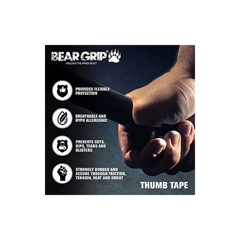 BEAR GRIP Lifting Thumb Tape - Easy-Tear Hook Grip Tape