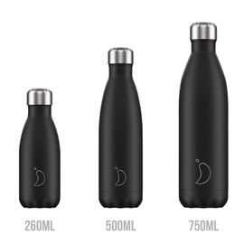 Chilly’s Bottles, Waterproof, Leak-proof, Stainless Steel, BPA-free, Reusable Water Bottle, Double Vacuum Wall, Keeps Cold Drinks Cold For More Than 24 Hours And Hot Drinks Hot For 12 Hours, black, 500 ml