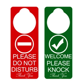 Do Not Disturb Door Hanger Sign 2Pack Double Sided Please Do Not Disturb on Front and Welcome Please Knock on Back Side, Good for Office Home Clinic Dorm Online Class and Meeting (9 X 3 inches)