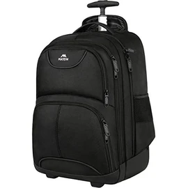 Rolling Backpack, MATEIN Waterproof College Wheeled Laptop Backpack for Travel,Good Gift for Men Carry on Luggage Business Bag Student Computer Bag for Men Women fit 15.6 Inch Notebook,Black