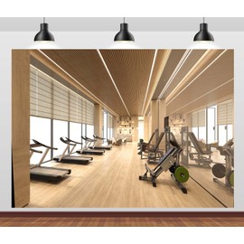 Loccor 6x4ft Fabric Gym Backdrop Modern Fitness Yoga Center Photo Backdrop Indoor Gym Equipment Treadmills Background Home Fitness Banner Video Shooting Photo Props