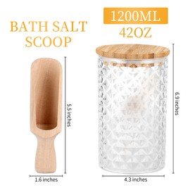 1200ML/42OZ Acrylic Bath Salt Jar with Wooden Scoop Bath Salt with Lids and Scoop Bath Salt Container Bath Salt Big Jar for Salt Candy Tea