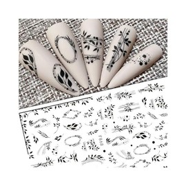 Flower Branch Leaf Nail Sticker Frame Crown Rose Lace Decorative Design Line F868 Nail Wraps Stickers Manicure Supplies for Women Nails Full Long Lasting Easy Apply and Remove