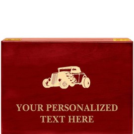 Crown Awards Hot Rod Rosewood Humidor Gift, Customize with Your Own Text Engraving