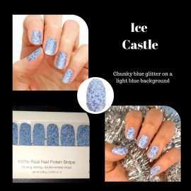 Color Street Ice Castle Nail Polish Strips Set Blue Glitter Sparkle Shimmer NEW