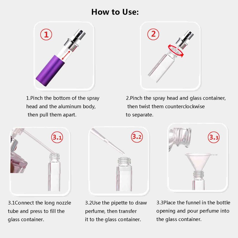 Refillable Perfume Atomizer Travel Spray Bottle for Cologne - 5ml