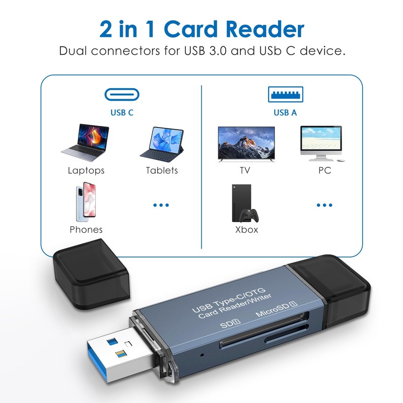 SD Card Reader with Dual Connector USB C - High