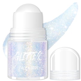 Wugbc Body Glitter Gel, Roll-on Face Glitter Neon Rave Hair Accessories, Holographic Makeup Festival Mermaid Shimmer Chameleon Sequins Sparkling for Women Singer Concerts Disco Party, Galaxy Blue