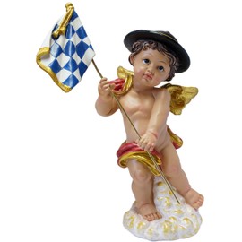 Kaltner Präsente Gift Idea – Decorative Figurine Bavarian Angel with Flag Bavaria Diamond Blue White