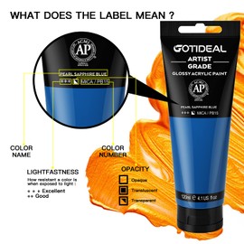 GOTIDEAL Metallic Acrylic Paint Pearl Sapphire Blue Tubes(120ml, 4.1 oz) Non Toxic Non Fading,Rich Pigments for Painters, Adults & Kids, Ideal for Canvas Wood Clay Fabric Ceramic Craft Supplies