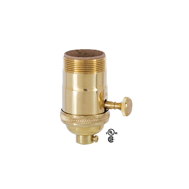 B&P Lamp® 3-Way, Turned Brass Lamp Socket (E26) with Special